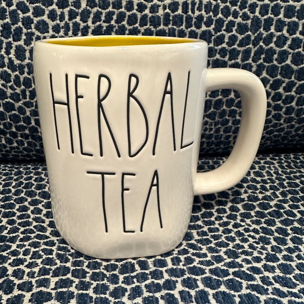 Rae Dunn Ceramic Mug | Herbal Tea | Yellow Interior